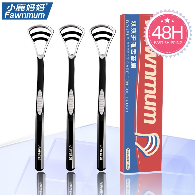 Fawnmum Tongue Scraper Cleaner Beauty Health Professional Elimination of Bad Breath Tongue Brush Dental Kit Oral Care