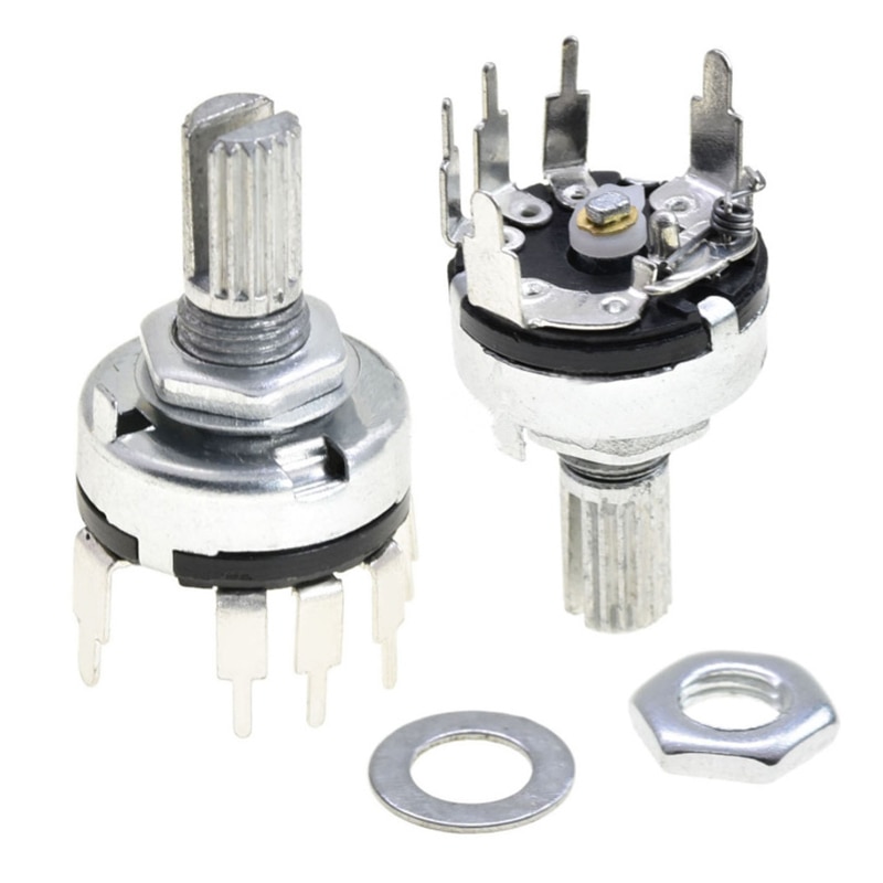 5Pcs RV17 With Switch Potentiometer Handle Length 15mm 5Pin B1K 2K 5K 10K 20 50K