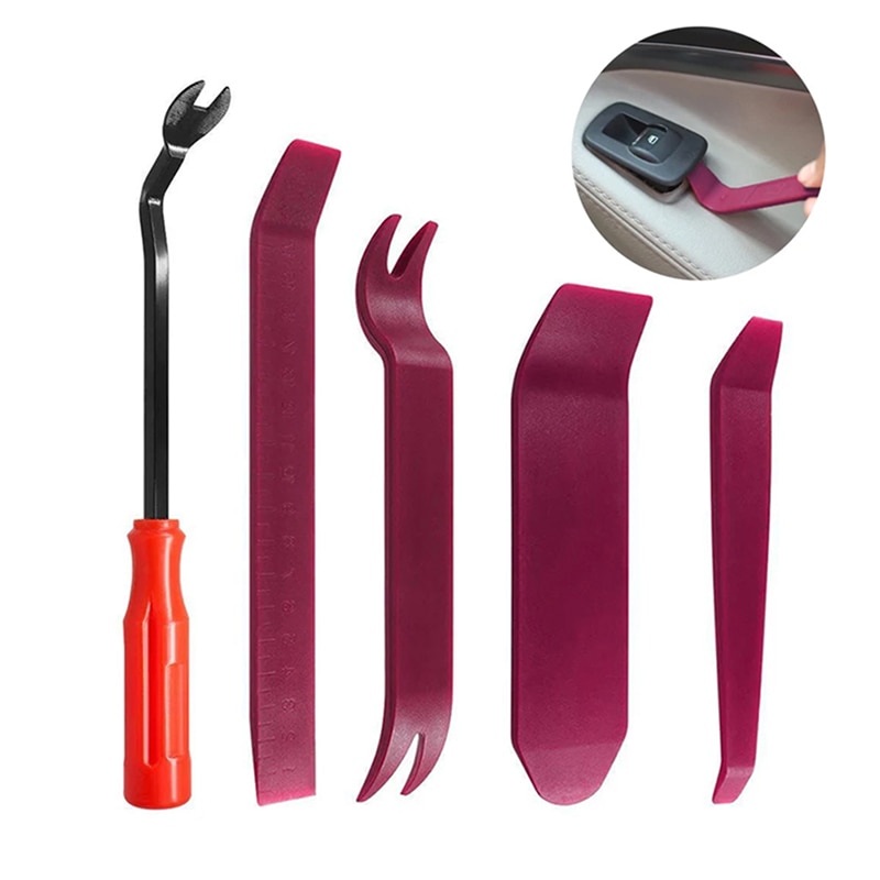 5Pc/set Door Panel Car Trim Removal Tool Kit Clip Plastic Fastener Remover