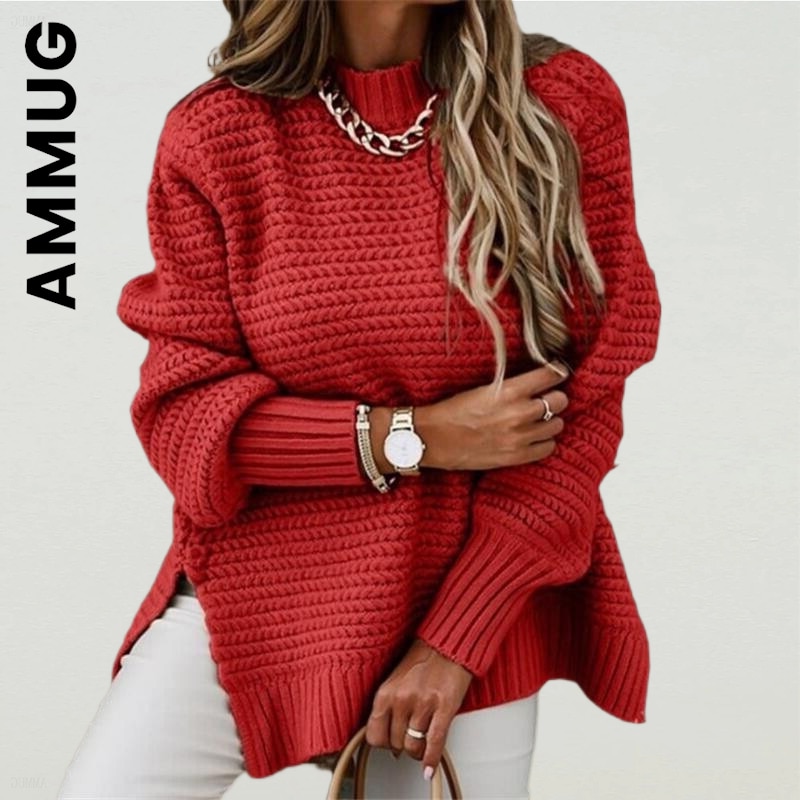Ammug Women Sweaters Y2K New Knitted Warm Korean Vintage Women Sweaters Sexy Soft Sweaters Women Elegant Basic Women's Clot