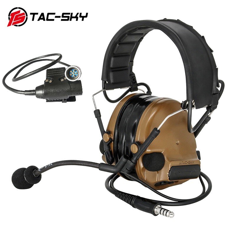 TS TAC-SKY Tactical COMTAIII Hearing Protection Shooting Headset Tactical PRC 148152 +PTT 6-pin U94 PTT CB