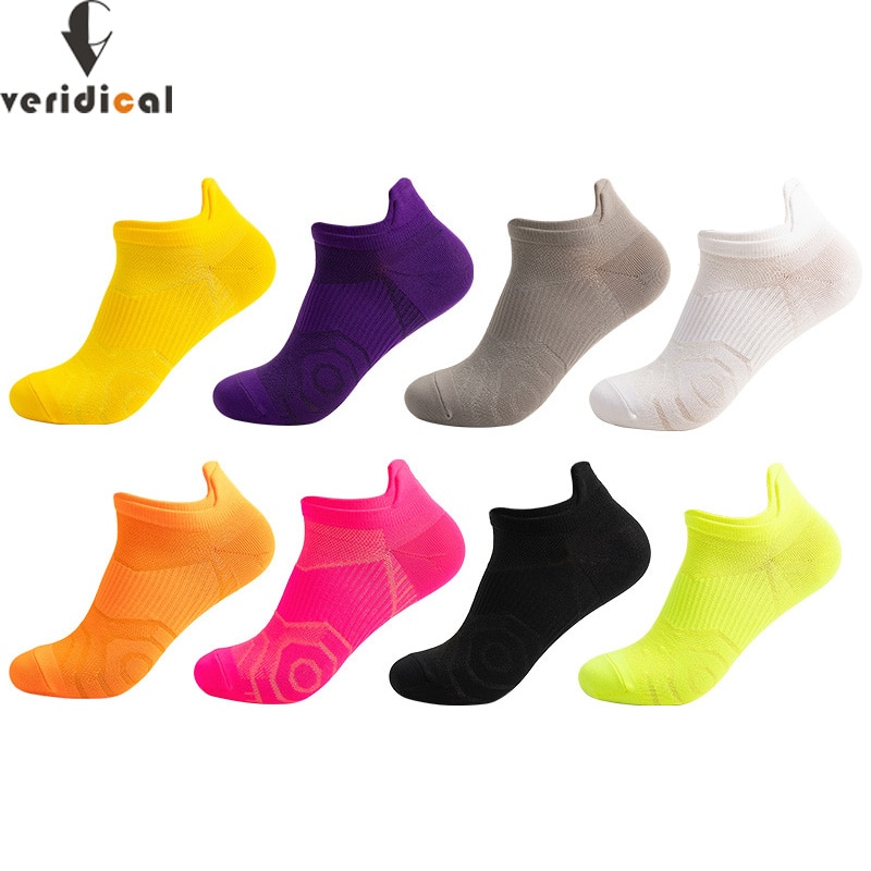 2 Pairs Athletic Sport Ankle Boat Socks Nylon Outdoor Basketball Bike Running Breathable Quick-Drying Bright Color No Show Socks