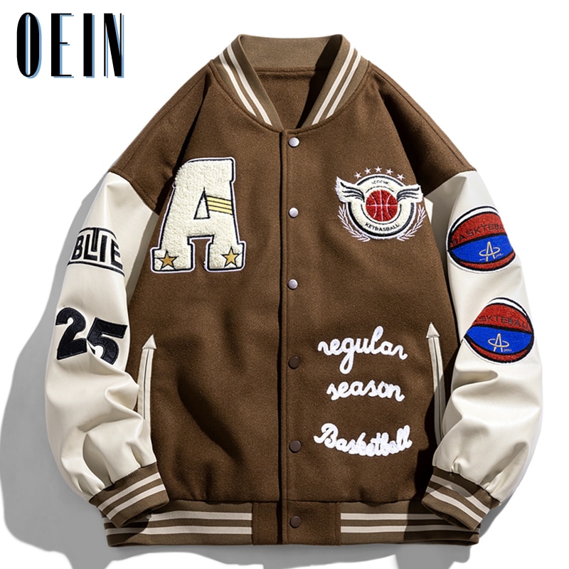 OEIN Leather Jacket Men 2022 Autumn PU Leather Baseball Jackets Mens Stand Collar Casual Windbreaker Ropa De Hombre Slim Coats