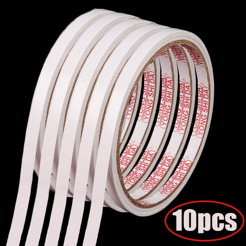 10 Rolls Double Sided Tapes for Gift Wrapping DIY Craft Home Office Stationery Supplies Self-adhesive Strong Double-sided Tape
