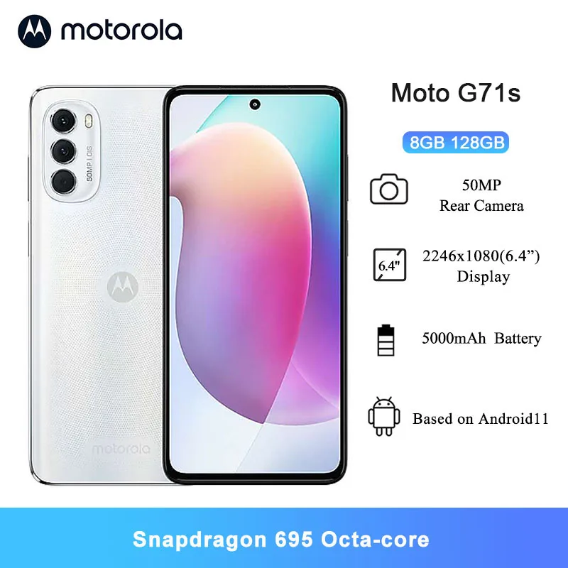 Motorola Moto G71s Smartphone Snapdragon 695 8GB+128GB 6.6inch 2440*1800 AMOLED Screen 5000mAh Battery 33W Fast Charger 5G Phone