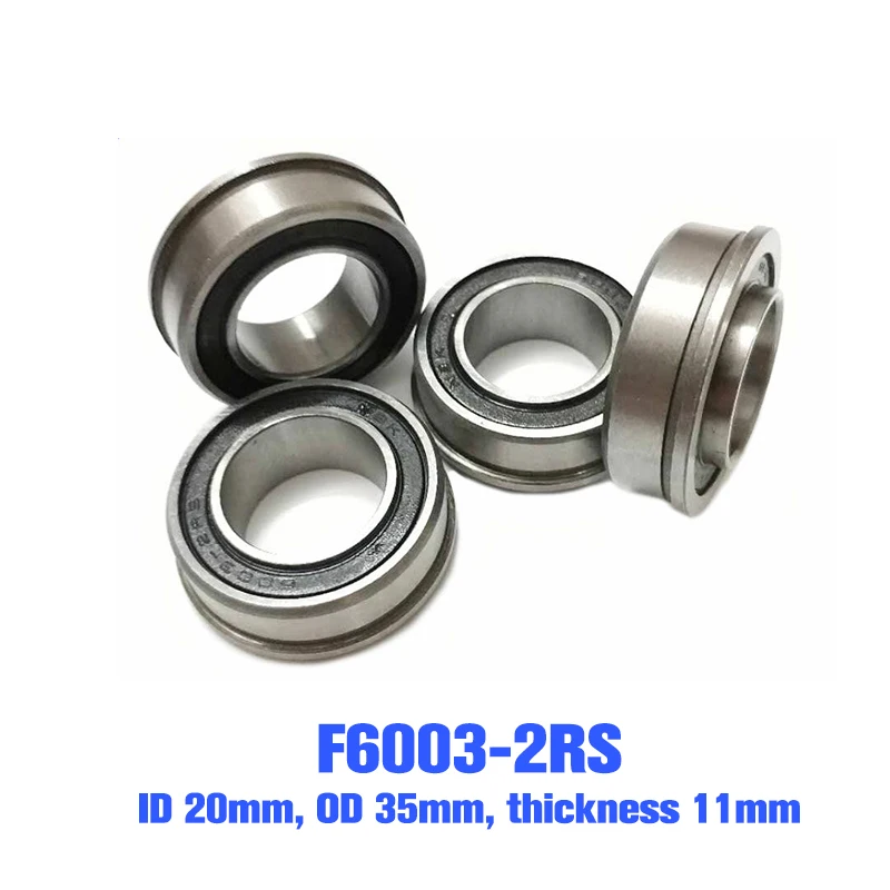 F6003-20-2RS 20x35x11 Flange Deep Groove Trolley Ball Bearing Sealed Wheelbarrow Miniature Cart Ball Bearings