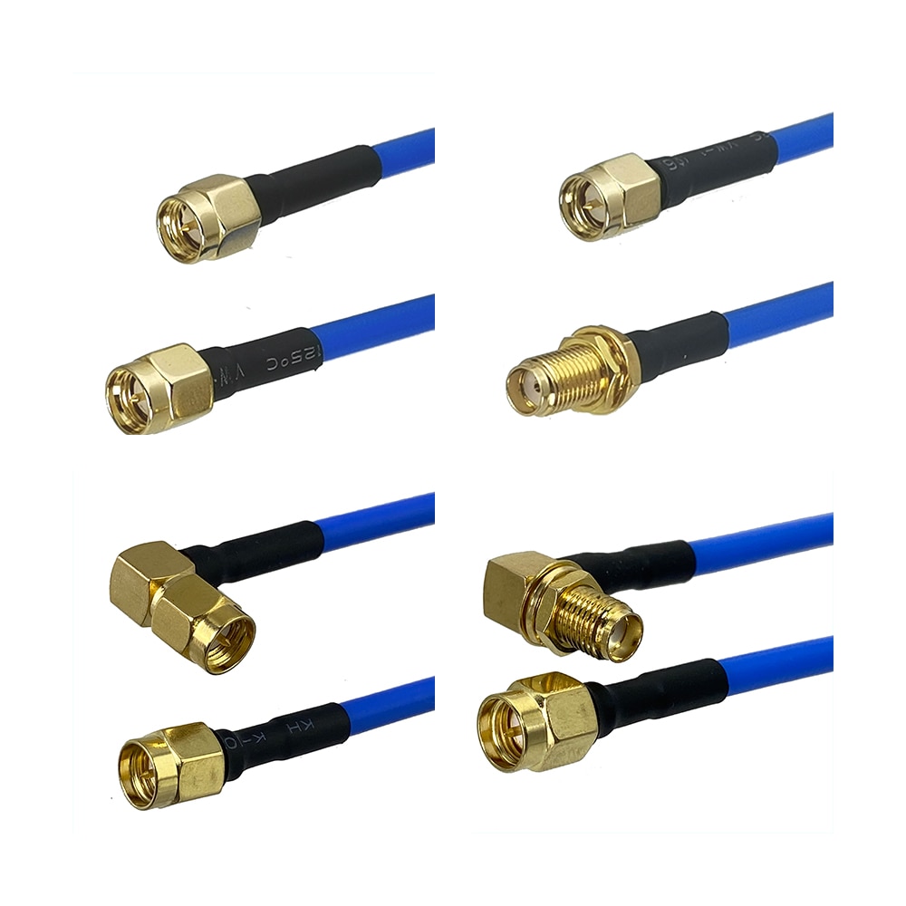 1Pcs RG402 0.141" SMA to SMA Male Plug & Female Jack Connector RF Coaxial Jumper Pigtail Bule Semi Flexible Cable 6inch