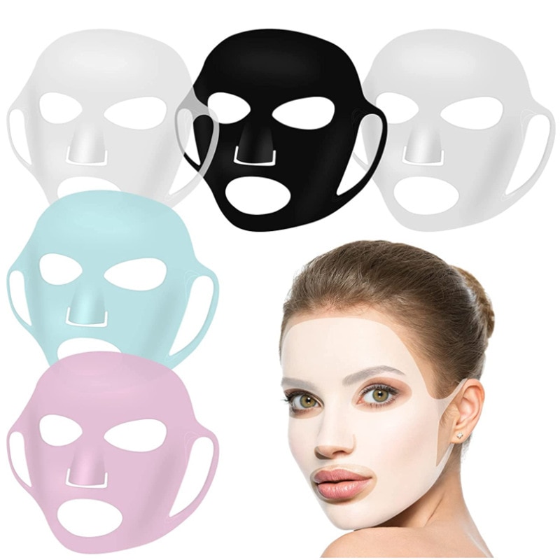1pc Silicone Face Mask Cover Reusable Moisturizing Lifting Anti Wrinkle V Shape Face Firming Gel Sheet Mask Ear Fixed Skin Care