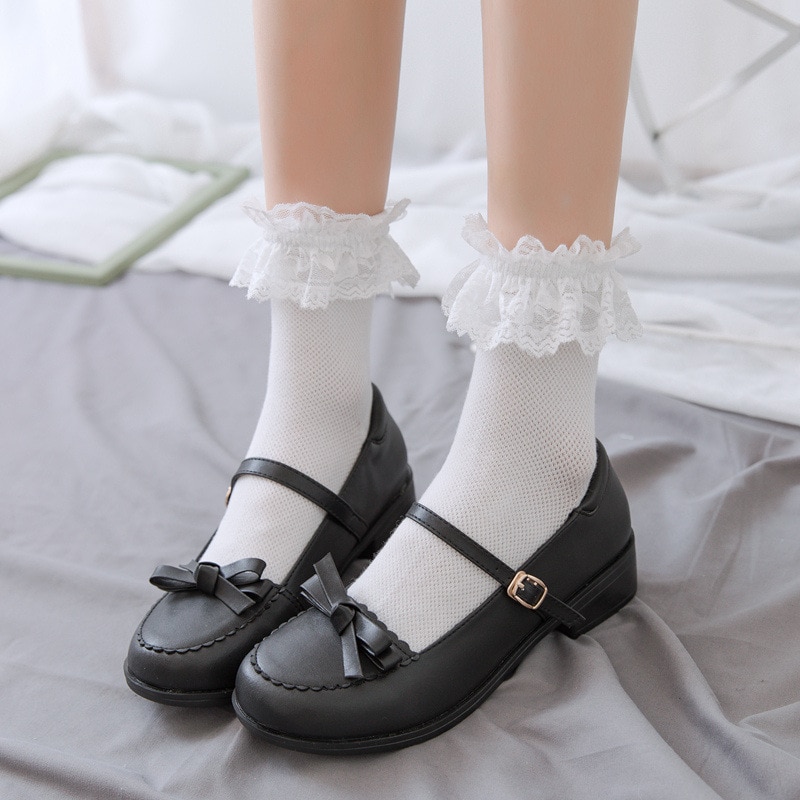 1 Pair Lolita Style Japanese Maiden Lovely Woman Lace Short Socks Summer Sweet Ruffle Cotton Princess Socks High Quality