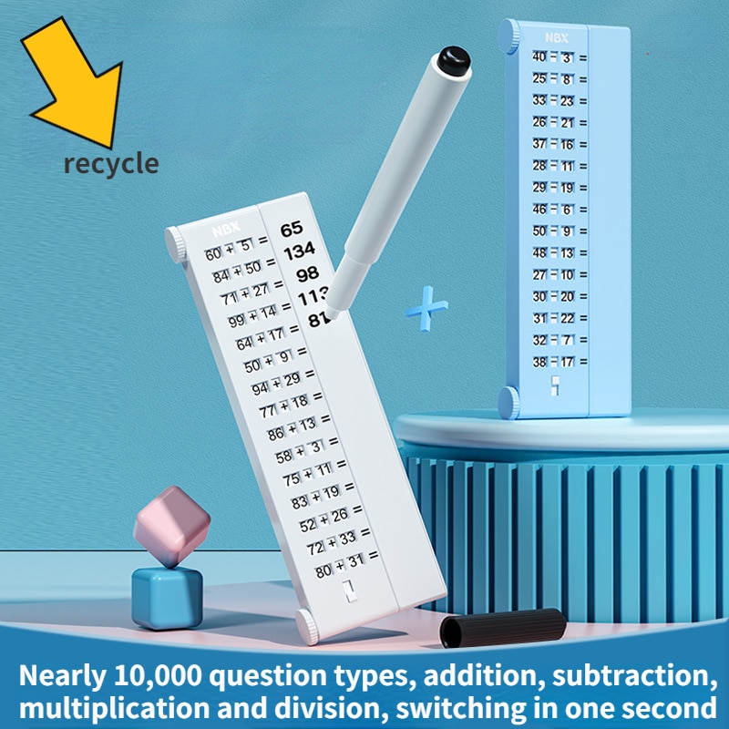 Children Reusable Oral Arithmetic Practice Recycle Writing Board Addition and Subtraction Learning Math Calculate Exercise Set