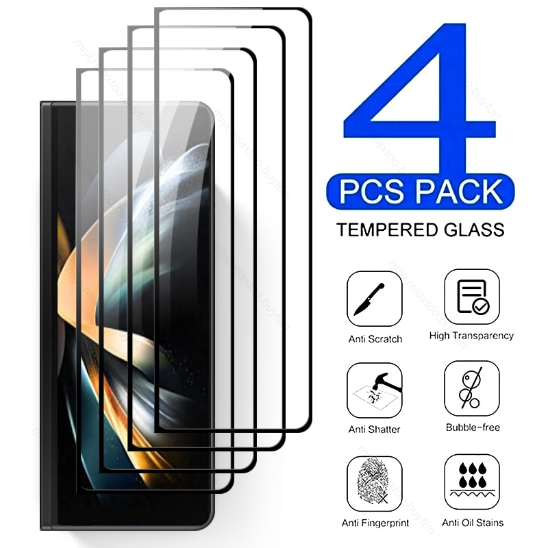 4PCS 9D Curved Tempered Glass For Samsung Galaxy Z Fold4 Fold 4 3 5G Glass Sceen Protector HD Film Sumsung Z Fold3 ZFold4 ZFold3