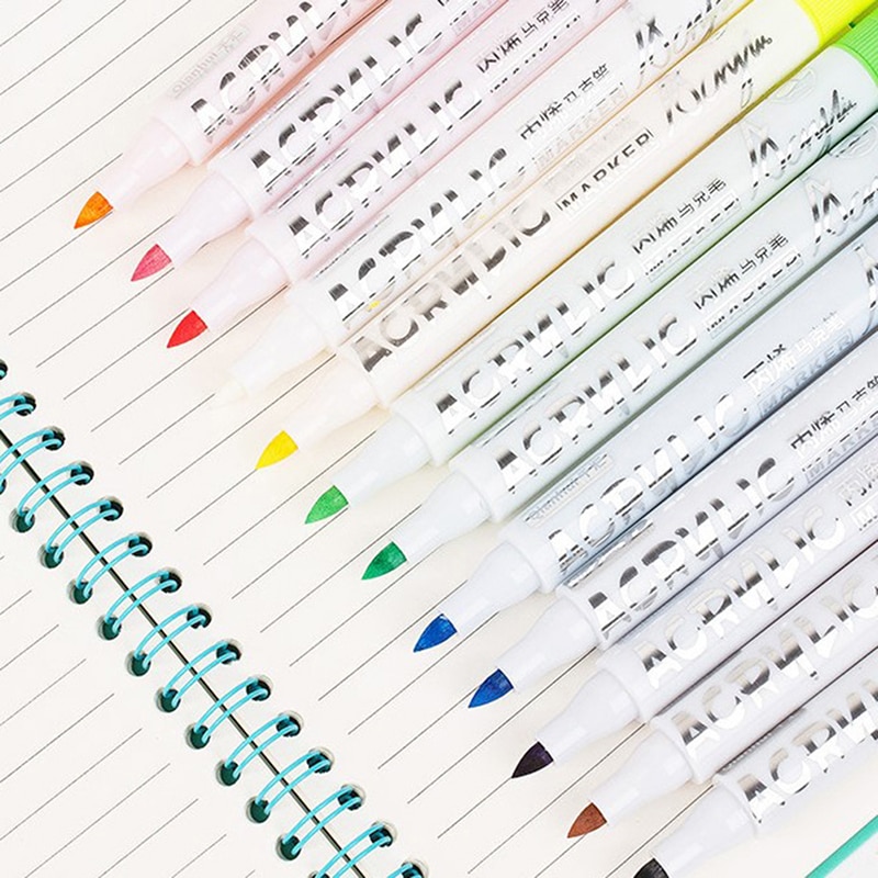 12 Colored Tire Acrylic Markers Paint Graffiti Pens Permanent Art Rock Metal Glass Pebble Waterproof Oil Marker