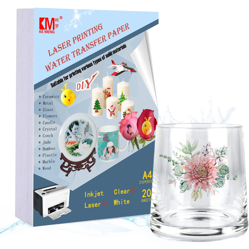 kemeng Wholesale A4 Water Transfer Paper Transfer Printing White Clear Paper Decal For Ceramics and glass