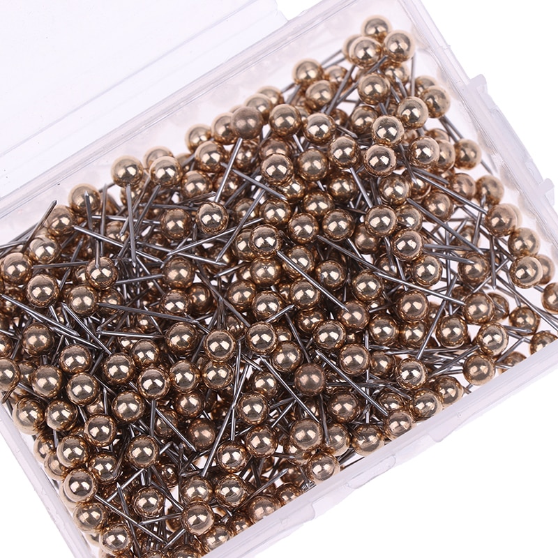 400pcs Large Head Pins Steel Needle Push Pins Round Ball Map Pegs Corkboard Fixing Studs Office Supplies 5 Color