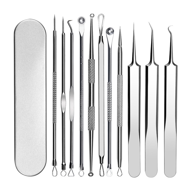 Blackhead Remover Comedone Pimple Popper Tool Kit Acne Needle Extractor Blemish Removal Black Head Extraction Face Skin Care