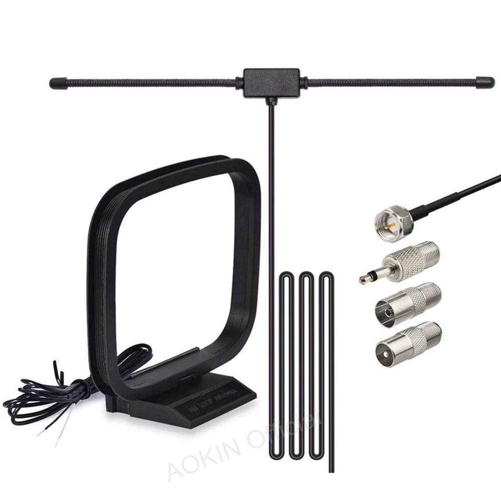 FM Dipole Antenna 75 Ohm FM Radio Antenna FM AM Antenna for Stereo Receiver Audio Video Radio Home Theater Receiver