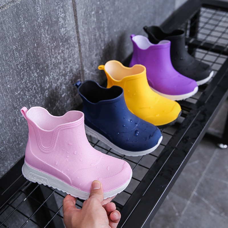 Japanese Style Fashion Child Rain Boots Non-slip Boys and Girls Teens All-match Waterproof Outside Water Shoes Simple Non-slip