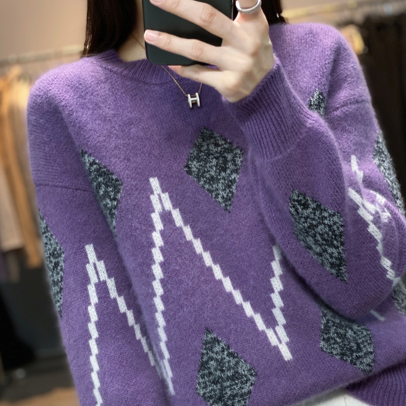 2022 Fall Winter New Women's Sweater 100% Wool Loose Knit Pullover Bottoming Shirt Korean Fashion Free Shipping Hot Tops