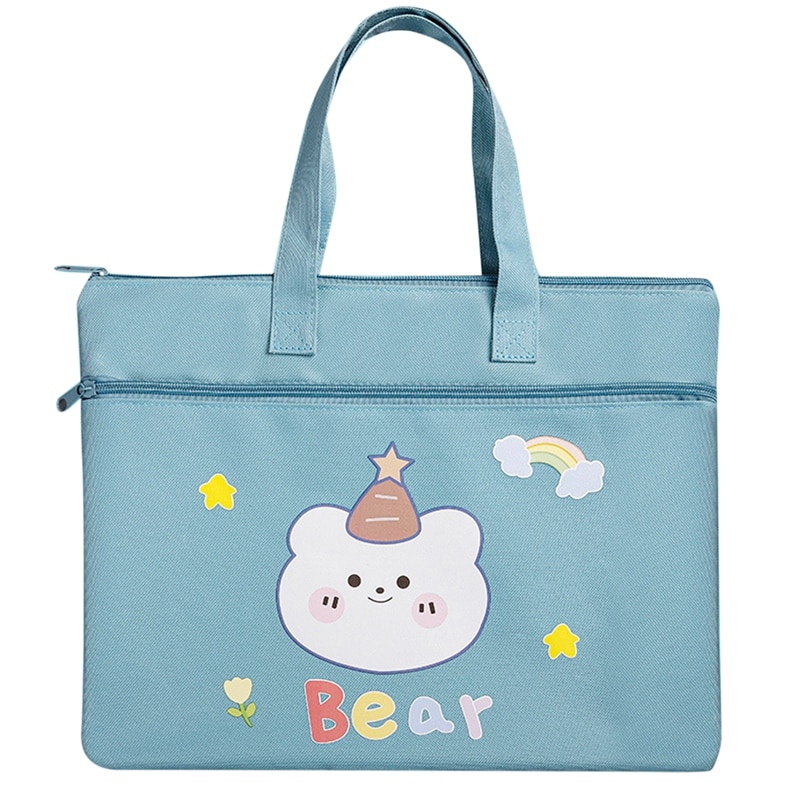 Portable Information Bag Student A4 File Bag Cute Pencil Case Cartoon Tuition Bag School Supplies Storage Bag
