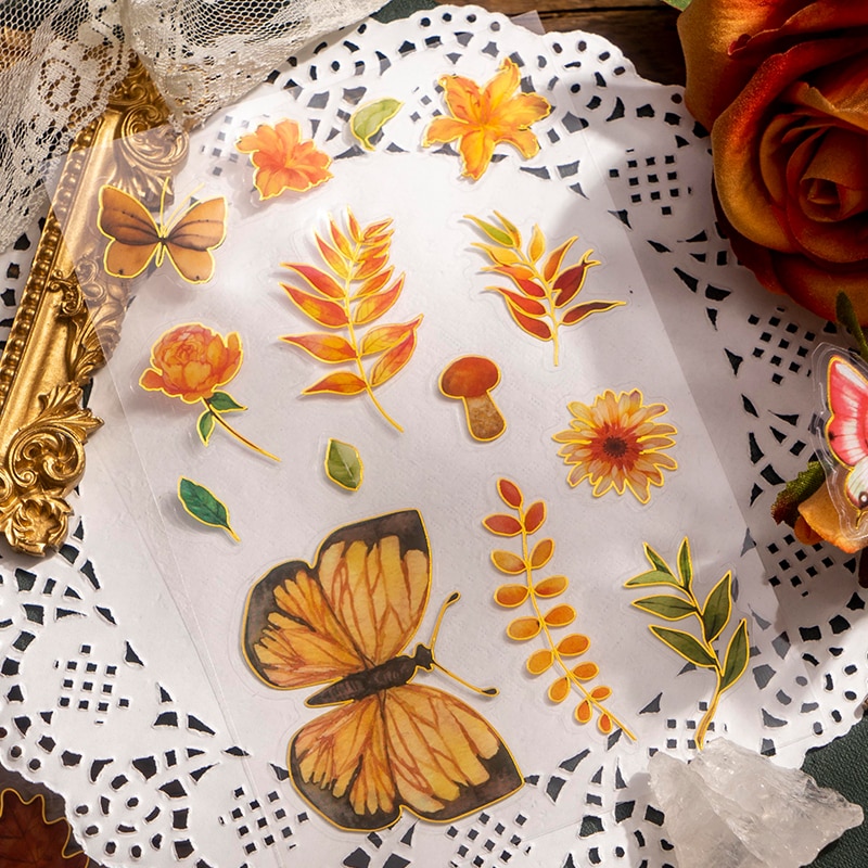 2Sheet per pack PET Sticker Butterfly Garden Literary DIY Handbook Butterfly Decorative Stickers literary beautiful Handmade