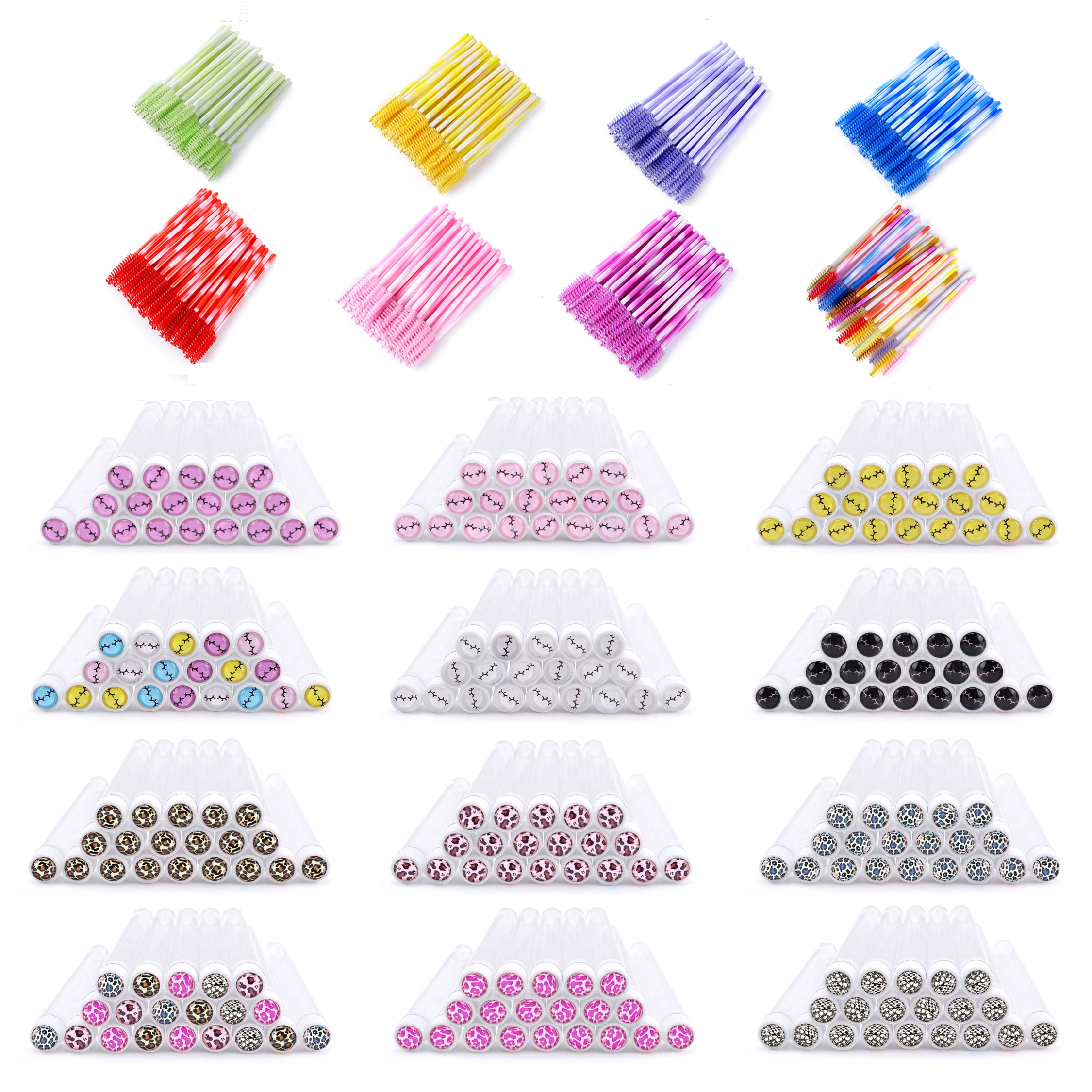 120PCS Disposable Eyelash Brushes With Reusable Tube Mascara Wands Dust-proof Eyelash Extension Tools