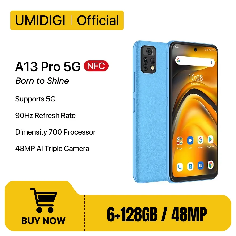 UMIDIGI A13 Pro 5G Phone Android Smartphone Dimensity 700 90Hz 6.5'' FHD+ Display 8GB 128GB 48MP Triple Camera 5150mAh