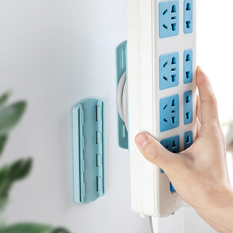 Self-Adhesive Power Strip Holder with Cable Organizer, Wall Mount Patch Panel Socket Holder Home Organizer Remote Holder