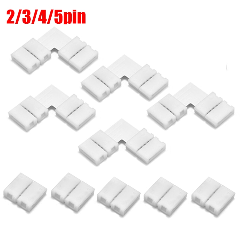 Solderless LED Strip Solderless Accessories 2/3/4/5PIN Corner Connector 10mm Wide, Suitable For WS2812B WS2811 RGB RGBW RGBWW