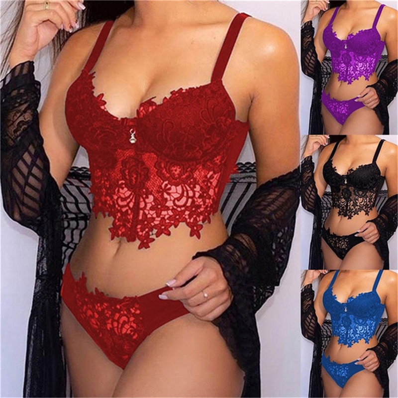 Women Sexy Lace Bra Sets Ladies Seamless Underwear Backless Vest Panties Lingerie Ultrathin Briefs Intimates（No Coat）