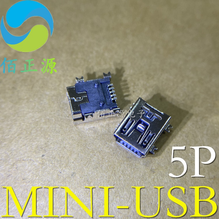 10pcs orginal new MINI-USB female socket mini USB socket plug T-type female head 5P in-line patch bender vertical 10 pcs