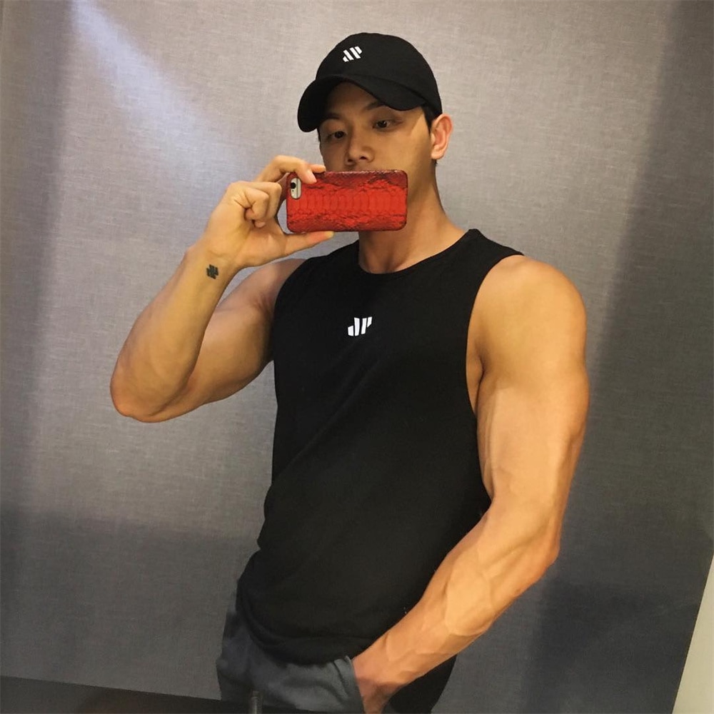Men's Summer Gym Shirt Street High Quality Sleeveless T-shirts For Men Tank Tops Workout Fitness Singlets Sport Vest Clothi