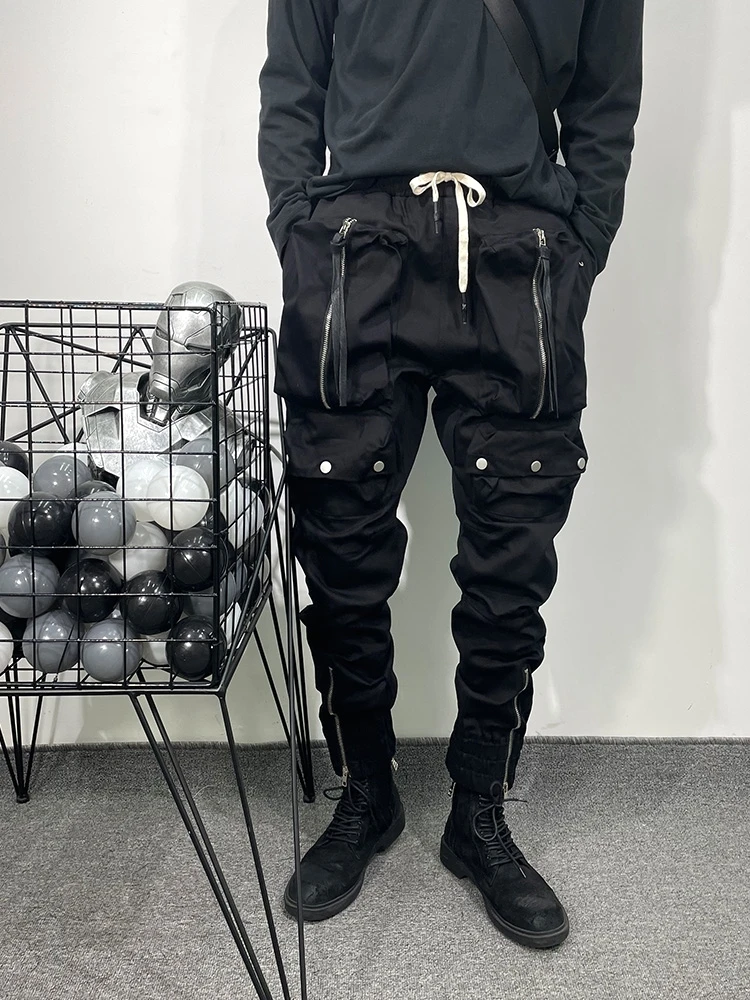 Owen Seak Men Casual Harem Pants Gothic Men Clothing Cargo High Street Sweatpants Autumn Men Calf-Length Pant Black Pants