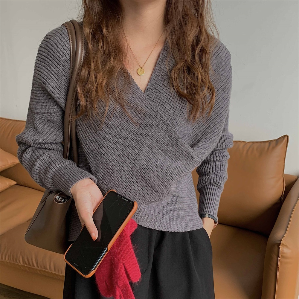 Alien Kitty Outwear Work Wear Sexy Sweaters Women V-Neck Solid Stylish Autumn 2022 Casual Slim Office Lady Knitted Pullovers