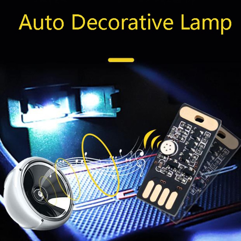 Auto Decorative Lamp Car Styling Touch and Sound Control RGB Music Rhythm Light