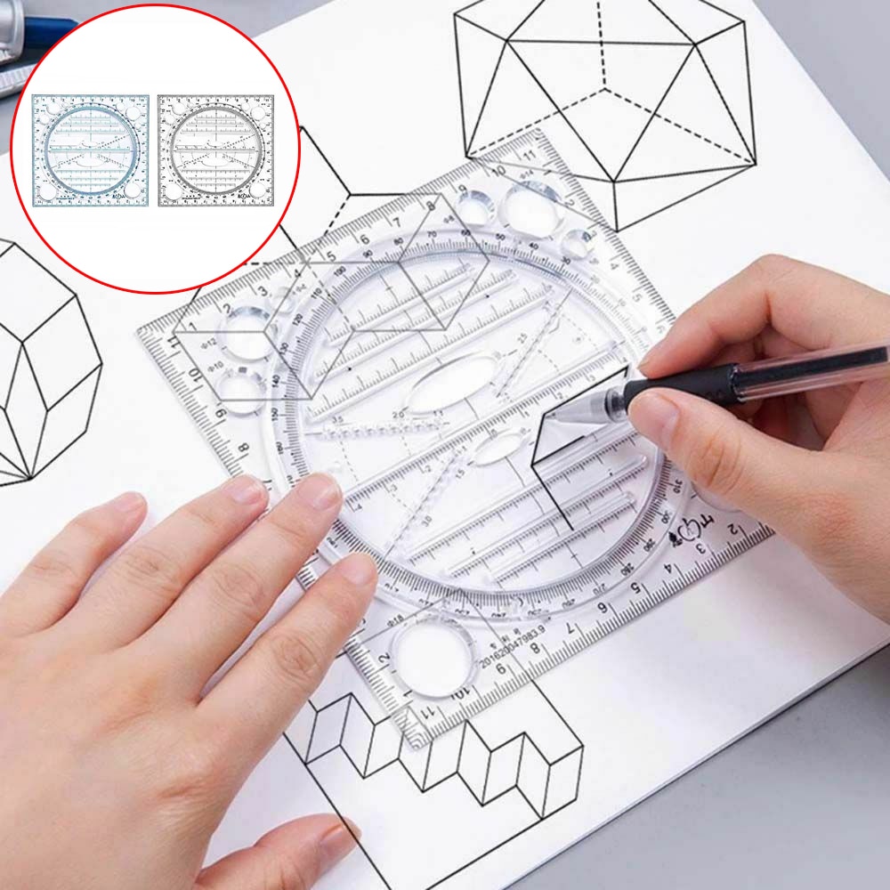 2022 New Multifunction Drawing Template Art Design Construction Architect Stereo Geometry Circle Drafting Measuring Scale Ruler