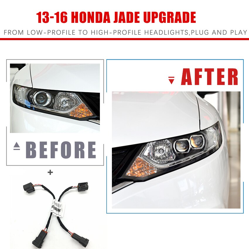 Car Headlight Modification Upgrade Special Transfer Wiring Adapter Harness For 13-16 Honda Jade Play And Plug