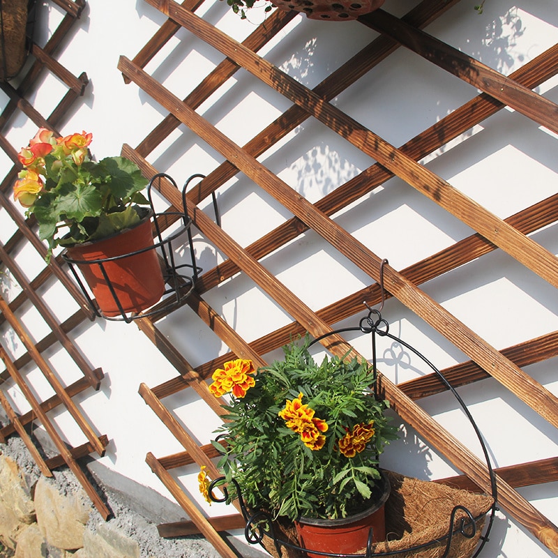 Shelves Wall Hanging Plant Shelves Thickened Sheet Horizontal Stretching Grid Decoration Wood Shelving Outdoor Flower Stands