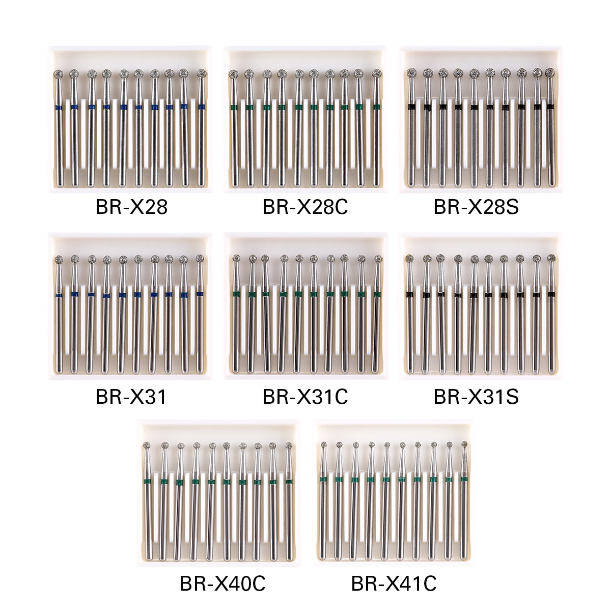 Joydental 10Pcs/pack Dental Diamond Bur Ball Round Stainless Steel Bur 25mm FG 1.6mm for High Speed Handpiece 450000r/min