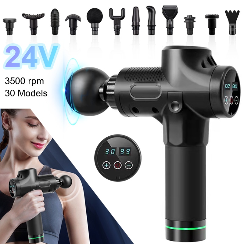30 Modes High Frequency Massage Gun 24V Muscle Relax Body Relaxation Electric Massager With Portable Bag Therapy Gun For Fitness