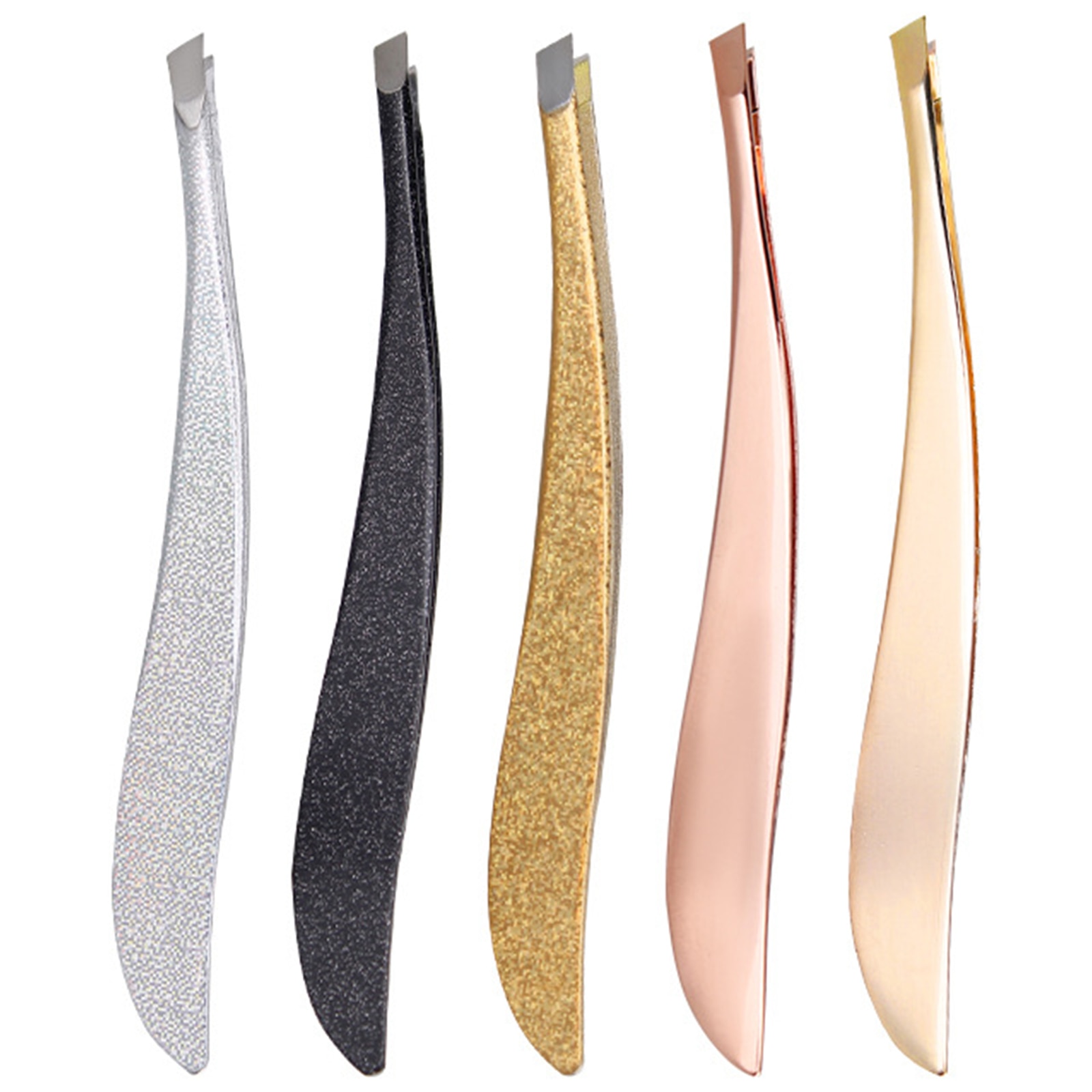 Professional Eyebrow Tweezers Stainless Steel Gold Lash Clamps Colorful Hair Removal Tweezers Metal Beauty Makeup Tools