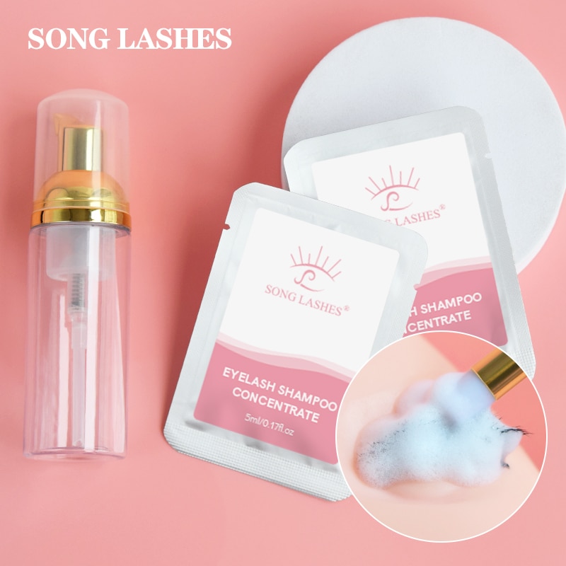 Song Lashes Concentrate Lash Bath Foam Cleanser Mousse Friendly Lash Shampoo+Empty Shampoo Bottle For Eyelashe Extension Makeup