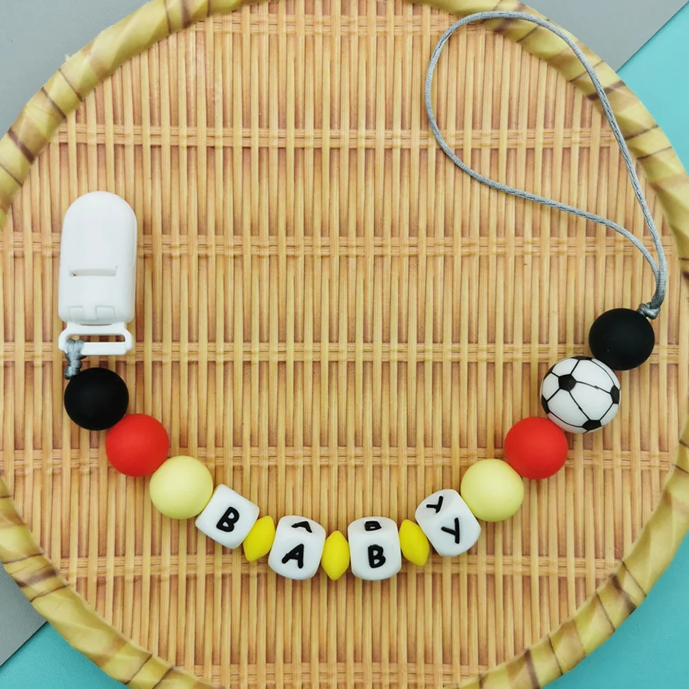 Custom English Russian Letters Name Baby Silicone Ball Pacifier Clips Chains Teether Pendants Baby Pacifier Kawaii Toys Gifts