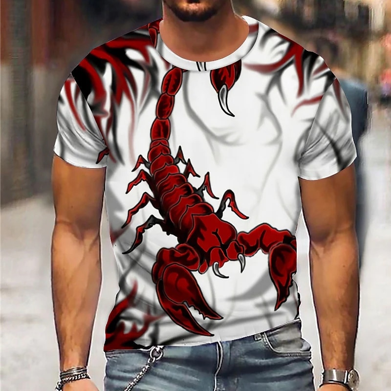 2022 3d Scorpion Print T Shirt for Men Horror Men's T-shirt Casual Fashion O-neck Short Sleeve Vintage Personality Tops Clo