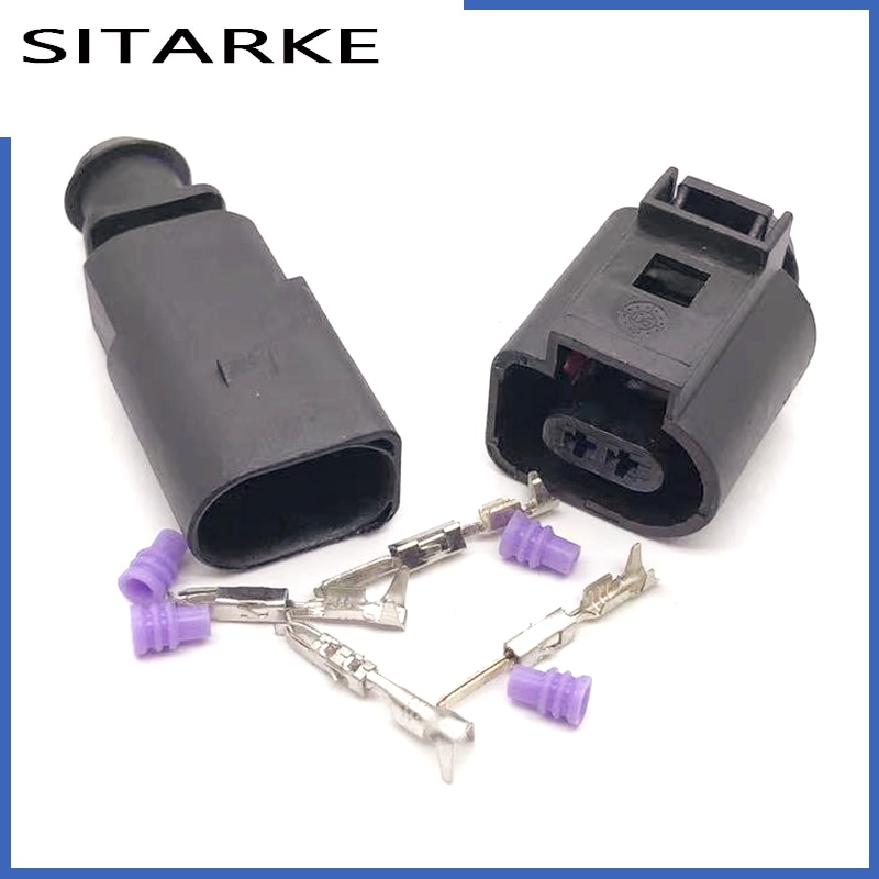 2 Pin 1J0973802 1J0973702 Female Male 1.5mm Auto Temp Sensor Deflation Valve Plug Waterproof Connector