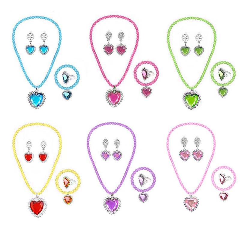 Princess Jewelry Necklace Earrings Rings Decorate Wand Pretend Play Sets For Birthday Girls Dress Up Birthday Gift Toy