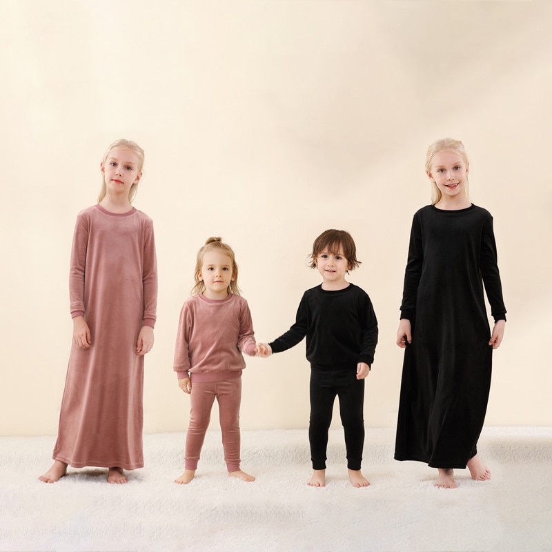 2023 new fall winter velour family matching set dress and romper clothes