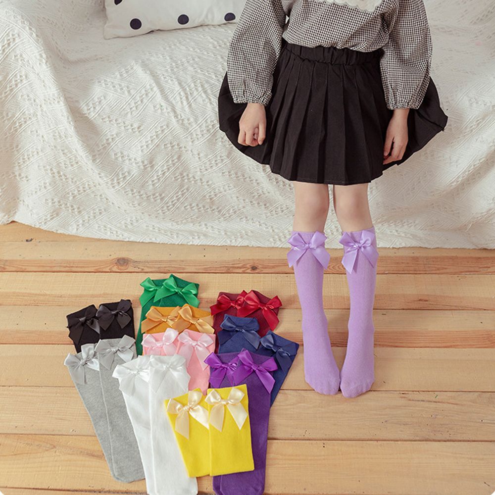 Children' Socks Cotton Big Bows Girls Knee High Sock Baby Long Tube Socks Kids Floor Socks 6-10Years