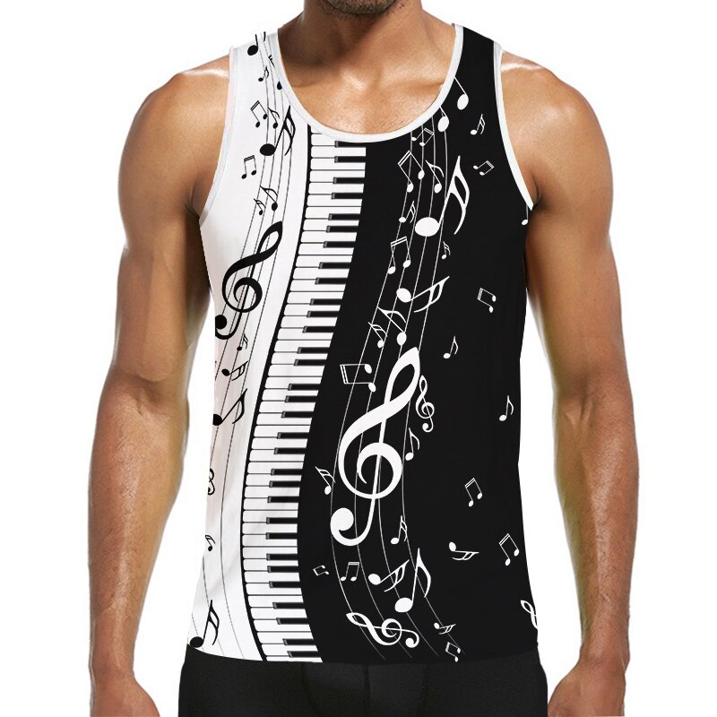 Piano Music Men's Clothing 3D Tank Tops Women Streetwear Vest Harajuku Oversized Sleeveless Summer Tees Pullover 4XL Dropsh