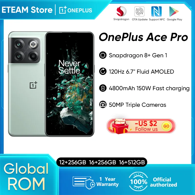 OnePlus-Ace Pro Global Rom 150W Supervooc Charge 4800mAh 6.7 AMOLED Display 50MP Triple Camera OnePlus 5G