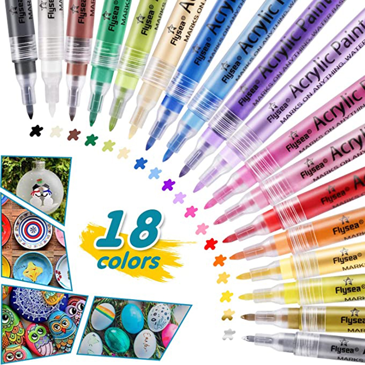 Acrylic Paint Pens 18 Colors/Box Art Markers for Rock Painting DIY Craft Painting 0.7mm Extra Fine Tip Paint Pens Markers Set